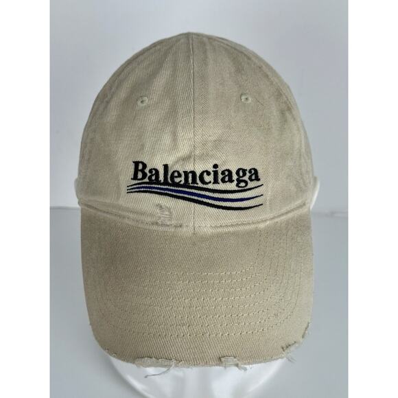 Balenciaga Baseball Cap Ivory Cotton Fabric - Picture 3 of 9